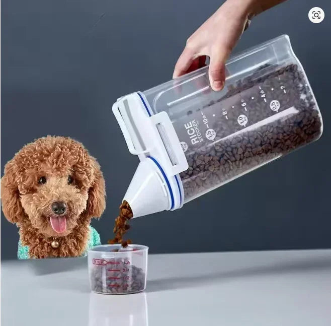 Balde de armazenamento de plástico para comida de cachorro e gato