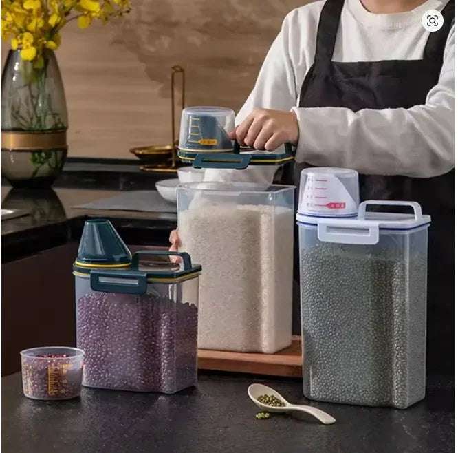 Balde de armazenamento de plástico para comida de cachorro e gato