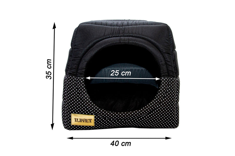 Cama Iglu e Toca Para Cachorro Luppet Luxo Preto Poa Tamanho:M